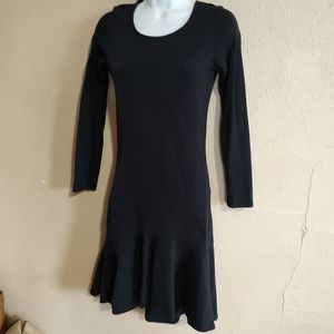 St Tropez Size XSmall Black Sheath Drop Waist Mermaid Dress Ruffle 100 Cotton